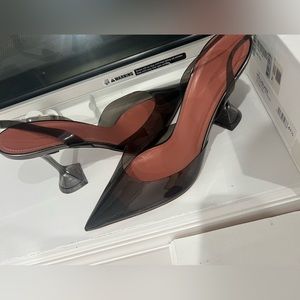 Amina muaddi holliglass sling back transparent PVC dark grey/ black